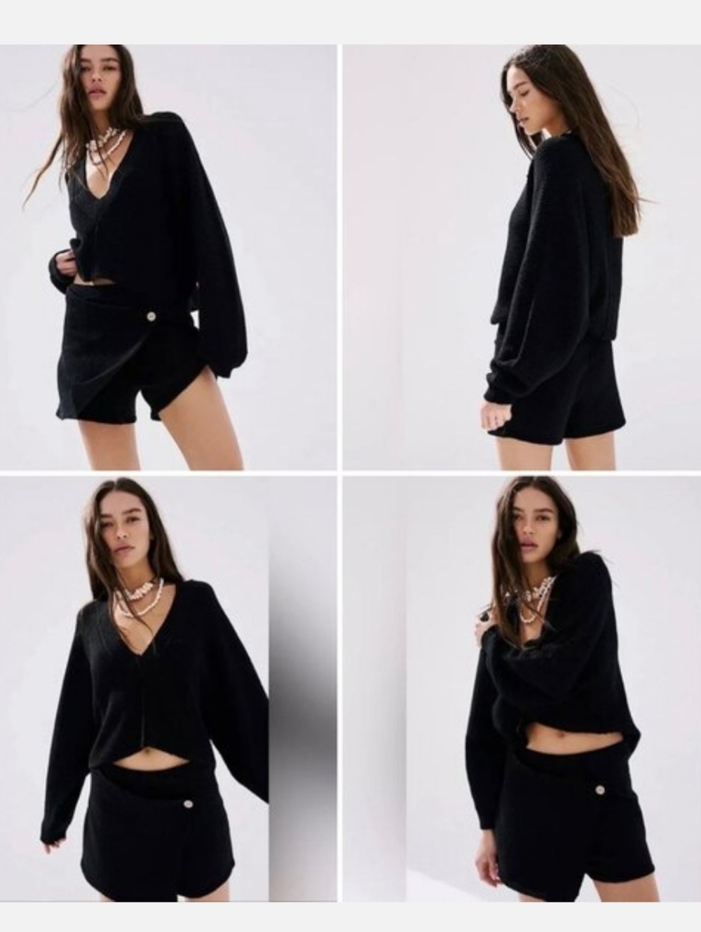 💥Sale💥FP Beach Elegant Black Knit Wrap Skort With Button Detail - Picture 3 of 8